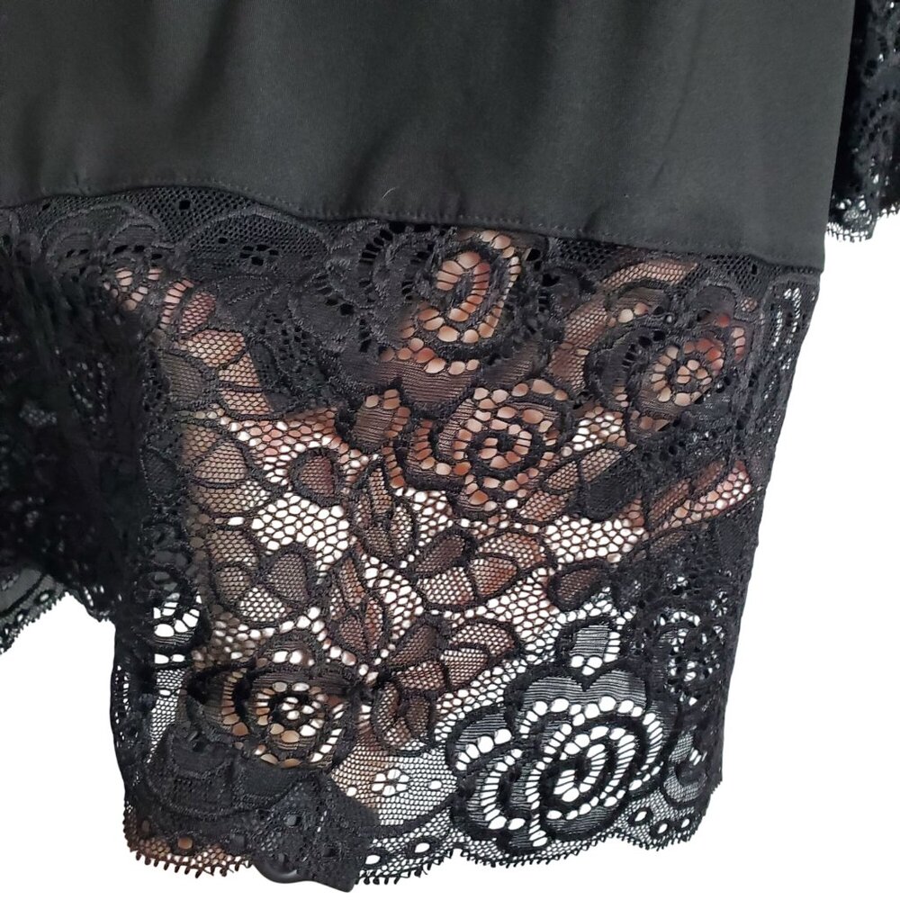 Slinky Brand Size XL Petite Tunic Top Bell Sleeves Lace Trim Witchy Whimsigoth - Picture 9 of 9